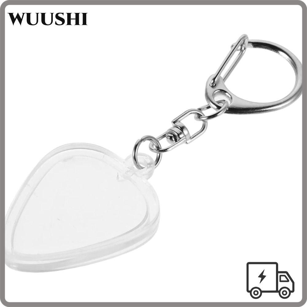 กล่องเก็บ WUUSHI Plectrum ที่ใส่ปิ๊กกีต้าร์รูปหัวใจ อะคริลิคทนทาน พร้อมพวงกุญแจ ปิ๊กกีตาร์ ออแกไนเซอร์ กีตาร์