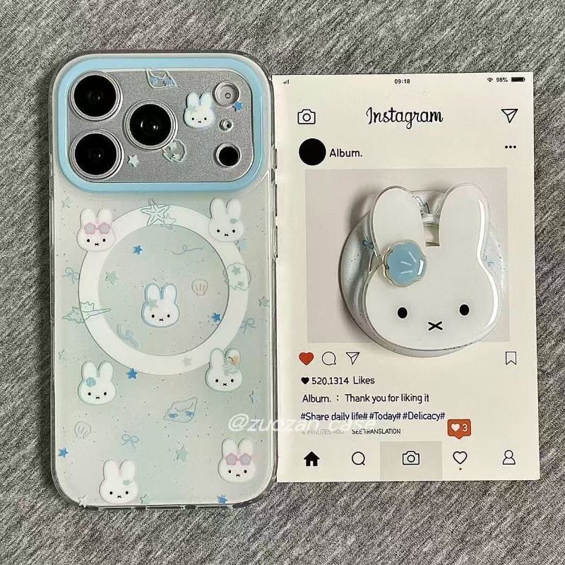 Shell Miffy Rabbit เหมาะสําหรับ Samsung s26ultra เคสโทรศัพท์ s25 + s24fe แม่เหล็ก s23 + s21fe สไตล์เกาหลี s20fe สด a07a17 น่ารัก a57a06a16 หลุมใหญ่ a56a26