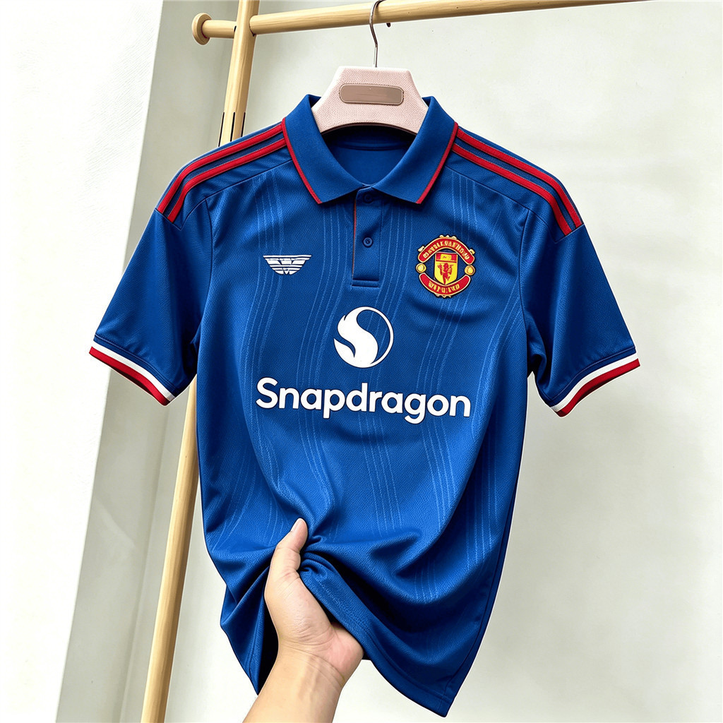 เสื้อแมนยูสีฟ้าสําหรับแฟนๆ เสื้อโปโลแขนสั้น