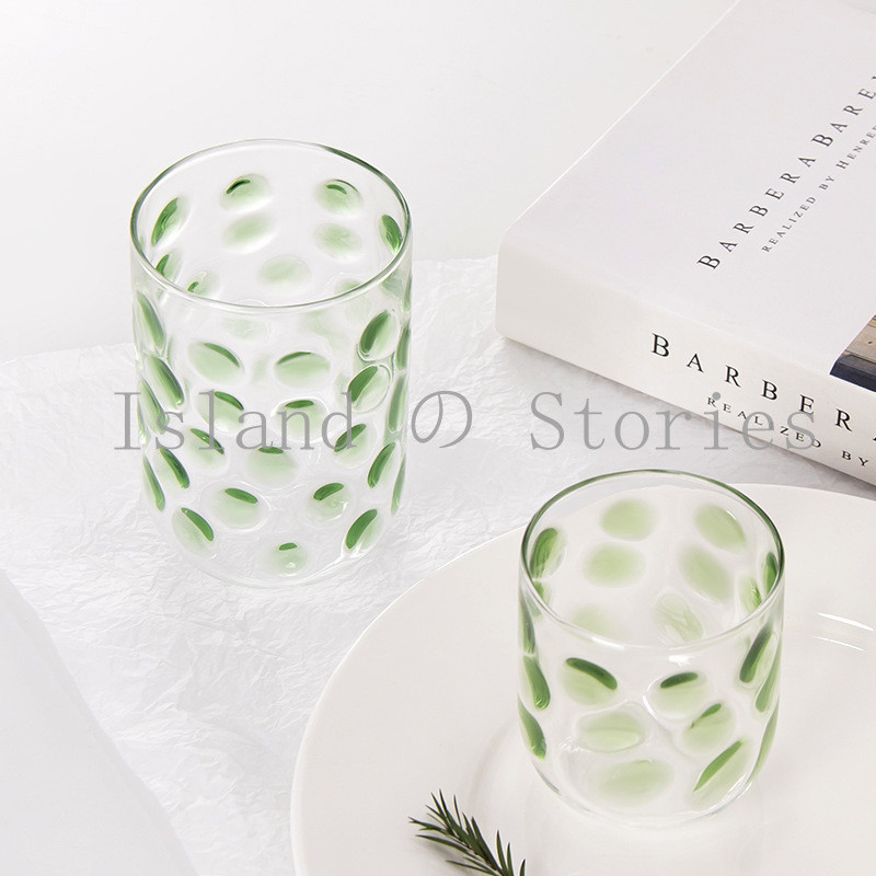 [Island Story] แก้วลายจุดลูกกวาดสีสันสดใส | ไอจี ขายดี | ถ้วยน้ํา Childlike เกาหลี | ถ้วยนมอาหารเช้า