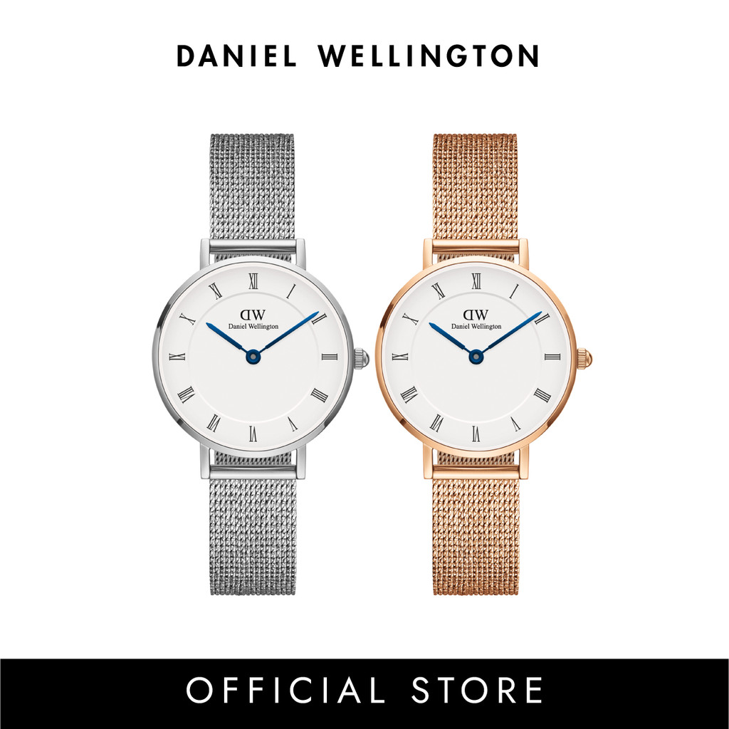 Daniel Wellington ของแท้ประกันช้อป Petite Roman numerals 28mm White Dial Rose gold / Silver นาฬิกาข้อมือ