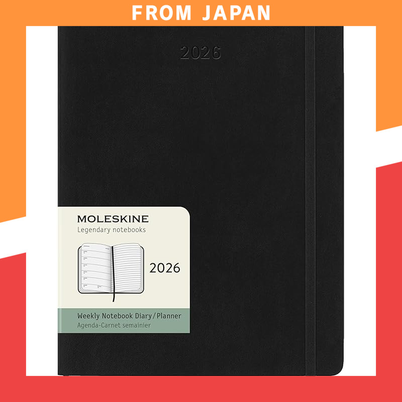 Moleskine Planner 2026, Starts in January, 12-Month Weekly Diary, XL Size (19cm x 25cm), Soft Cover, Black, DSB12WN4Y26