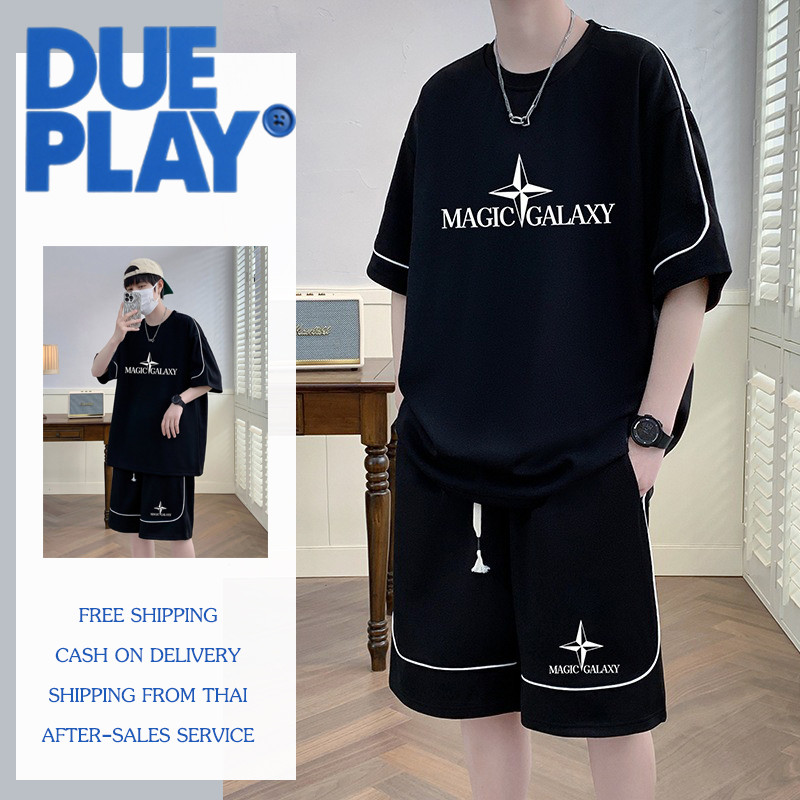เสื้อยืดแขนสั้นผู้ชายฤดูร้อนสบายๆกีฬากางเกงขาสั้นชุดแฟชั่นการพิมพ์ชุดสองชิ้น