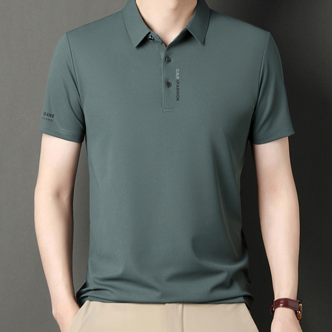 BECOOLMAN-ฤดูร้อน ระดับไฮเอนด์ ผู้ชาย แขนสั้น เสื้อยืด แบบบาง ผ้าไหมน้ำแข็ง ลำลอง POLOเสื้อ
