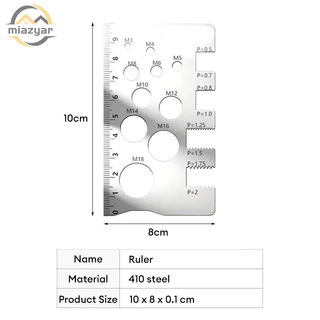 😍Thread Pitch Gauge การวัดเครื่องมือมัลติฟังก์ชั่น Bit Thread Gauge สําหรับ Bit Bolt Nut Screw Craft M3-M18 วัสดุสแตนเลส