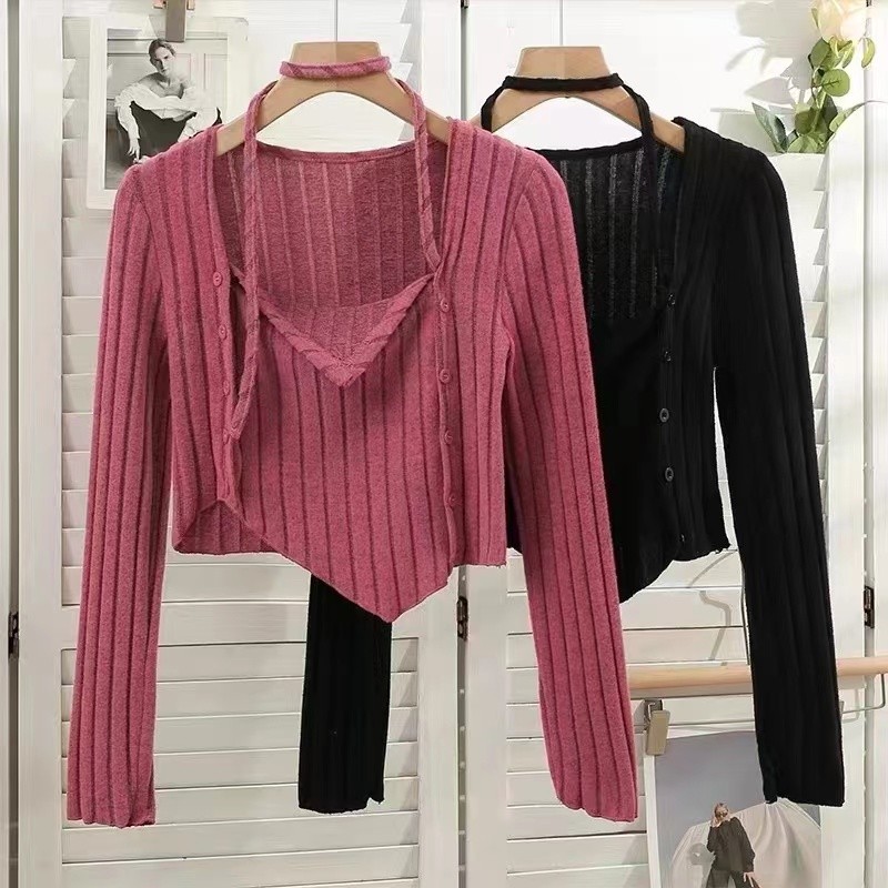 Pure Desire สไตล์การออกแบบ Halter คอไม่สม่ําเสมอ Hem Slim-fit Slimmer ดูสั้น Pit Strip Top I Ma Guan