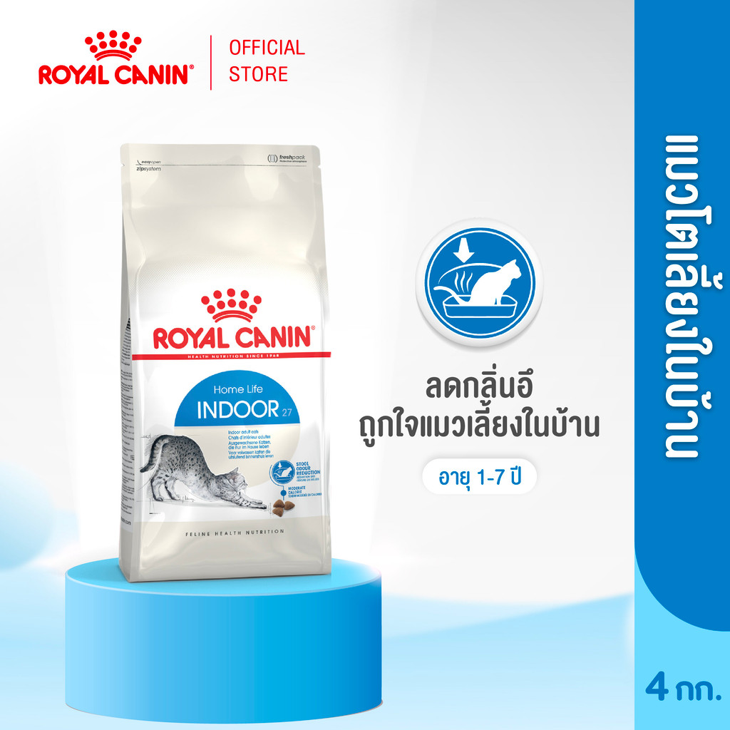 Royal Canin Indoor 4kg อาหารเม็ดแมวโต เลี้ยงในบ้าน อายุ 1-7 ปี (Dry Cat Food, โรยัล คานิน)