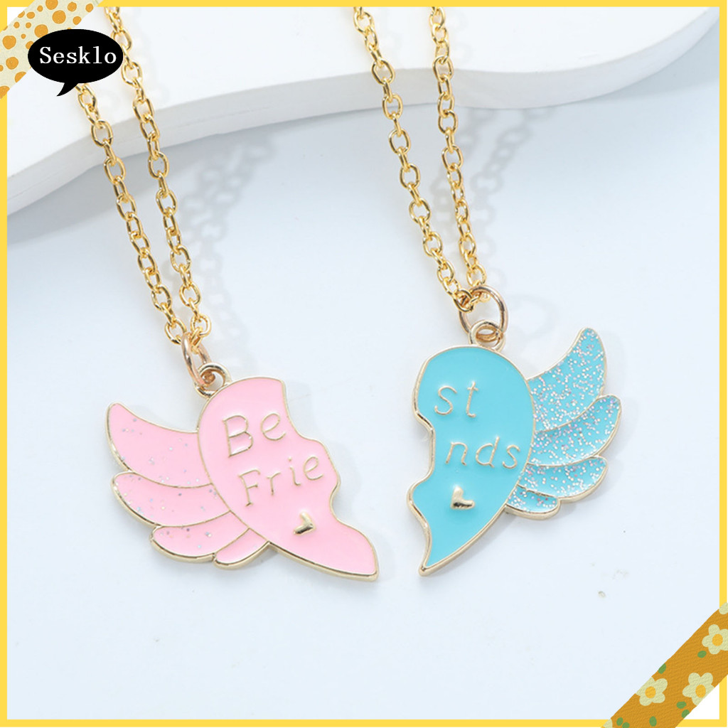 [สค] สร้อยคองานวิจิตรสร้อยคอมิตรภาพเพื่อนที่ดีที่สุดตลอดกาลรักปีกชุดสร้อยคออินเทรนด์เสน่ห์เครื่องประ