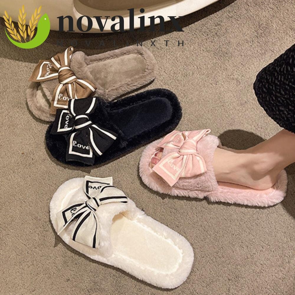 Novalinx รองเท้าแตะขนกุทัณฑ์, รองเท้าแตะชิ้นเดียวตุ๊กตากันลื่นนุ่ม, แฟชั่นอบอุ่นน่ารักปุยบ้านรองเท้าแตะรองเท้ารองเท้า