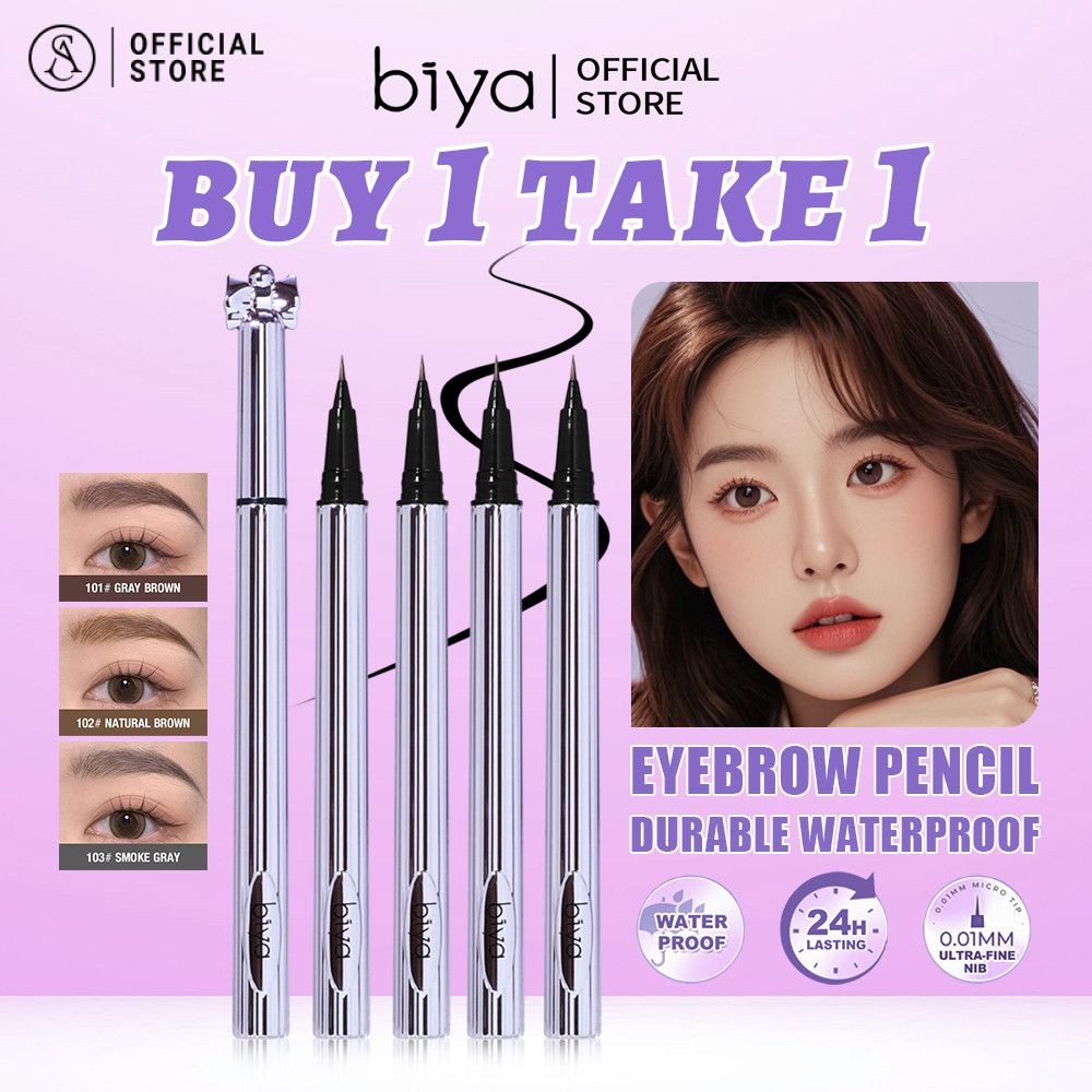 Biya [ซื้อ 1 แถม 1]ดินสอเขียนคิ้วแบบน้ําดินสอเขียนคิ้วหัวละเอียดพิเศษเครื่องสําอางปากกาเขียนคิ้ว