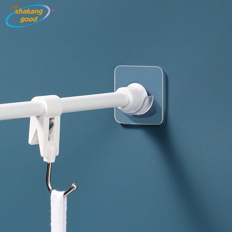 SKTH Strong Curtain Rod ผู้ถือตะขอสําหรับผนังกาวห้องน้ํา Shower Rod Tension Retainer เจาะ Stick สําห