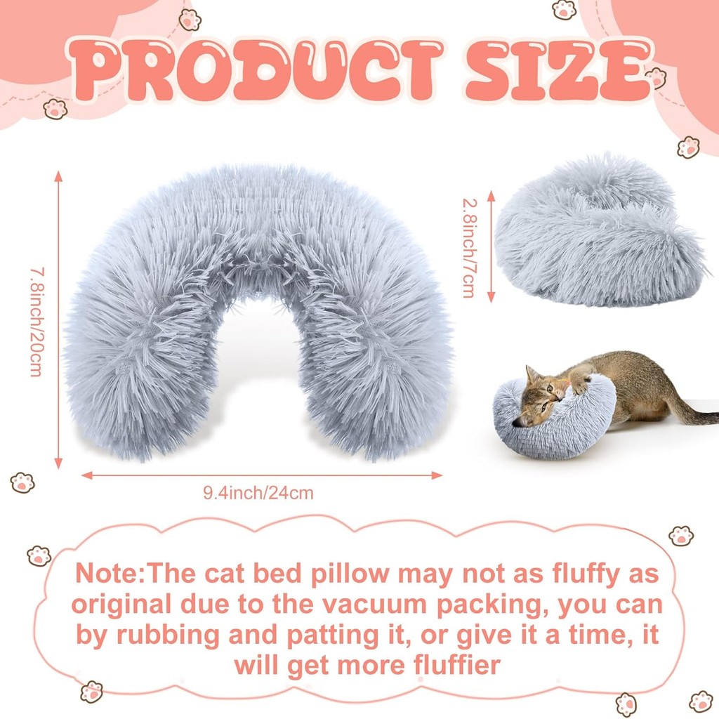 Sweetude 2 ชิ้นแมวหมอนสําหรับสุนัขและแมวในร่ม Ultra Soft Fluffy สัตว์เลี้ยง Calming ของเล่นครึ่ง Don