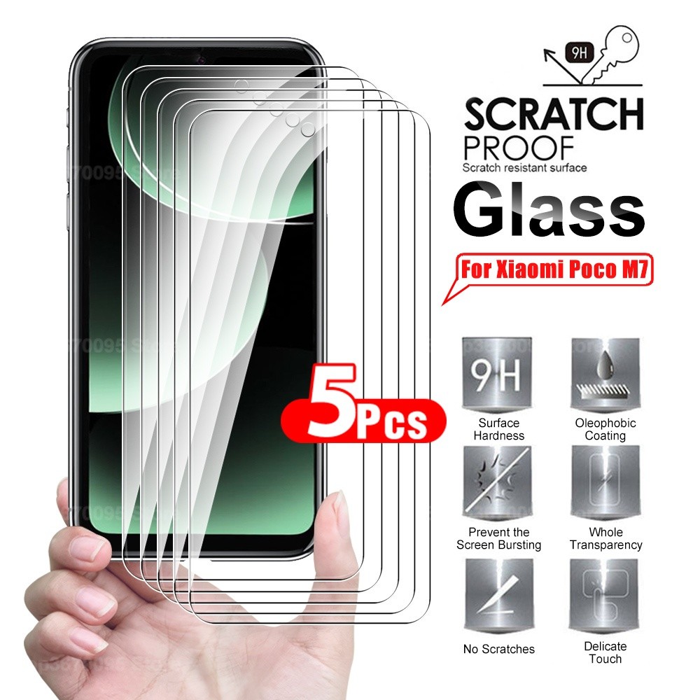 สําหรับ Xiaomi Poco M7 4G M7 Pro 4G 5pcs กระจกนิรภัย PocoM7 Pro PocoM7 5G m7 M 7 หน้าจอป้องกันฟิล์ม