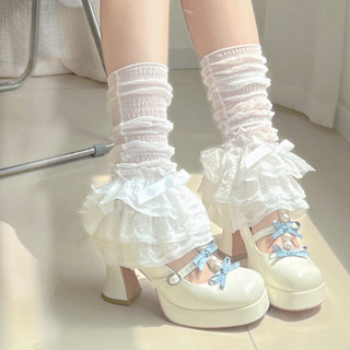 ถุงบู๊ตตกแต่งโบว์สำหรับผู้หญิง สไตล์Y2K ผสมผสานกับเสื้อลูกไม…