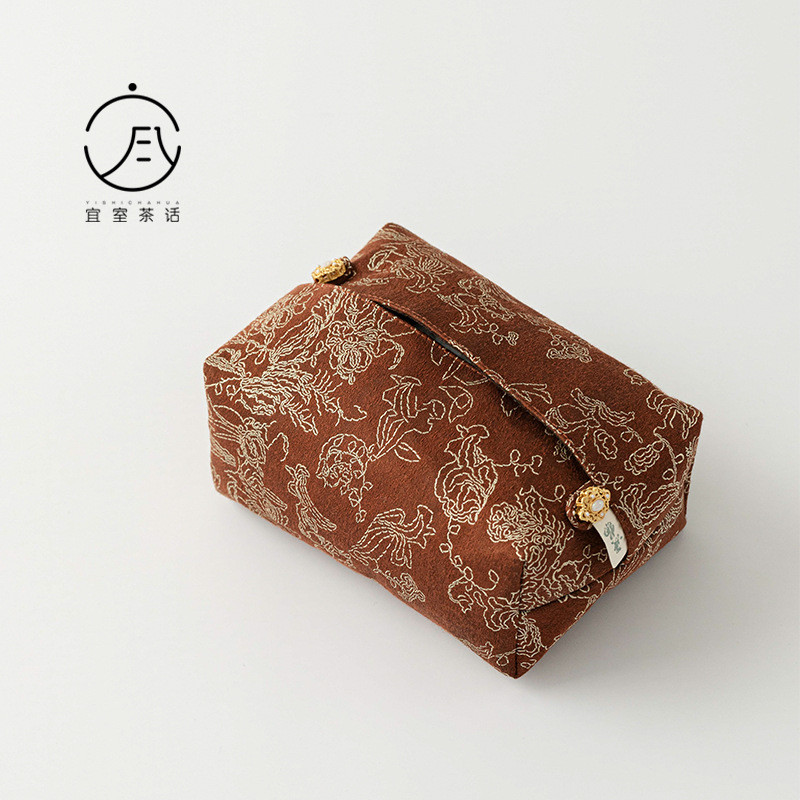 Yishi คําชาใหม่สไตล์จีนผ้ากล่องกระดาษทิชชูสไตล์ยุคกลางห้องนั่งเล่นโต๊ะกาแฟเก็บ High-End กระดาษเช็ดปา