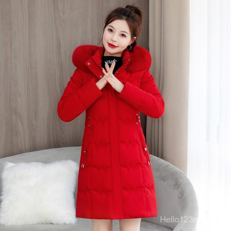 แจ็คเก็ตผ้าฝ้ายฤดูหนาว ปี 2024 ออกแบบมาพร้อมปกขนขนาดใหญ่และเชือกรูดที่เอว เพื่อสร้างลุคที่ผอมเพรียวและอบอุ่น - รูปที่ 7