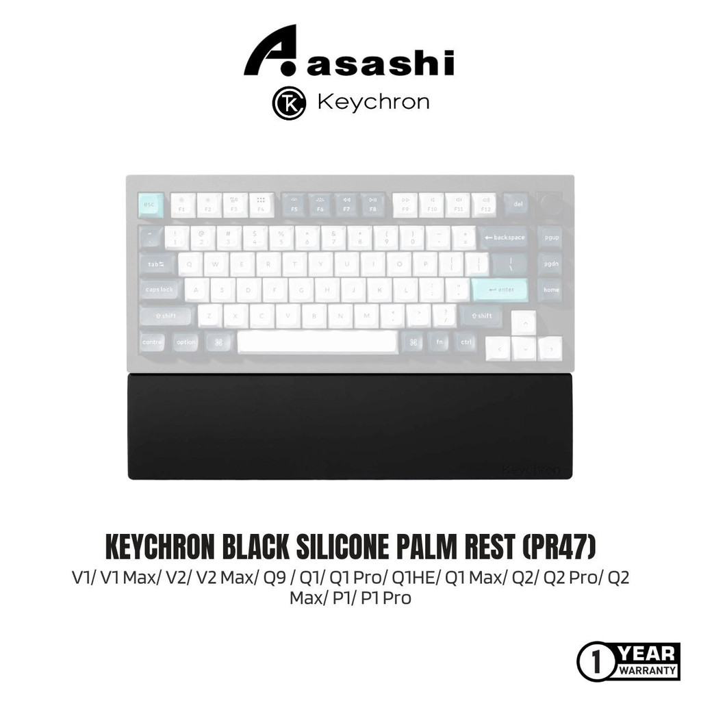 Keychron Black Silicone Palm Rest (PR47) - V1/V1 Max/V2/V2 Max/Q9/Q1/Q1 Pro/Q1HE/ Q1 Max/ Q2/ Q2 Pro