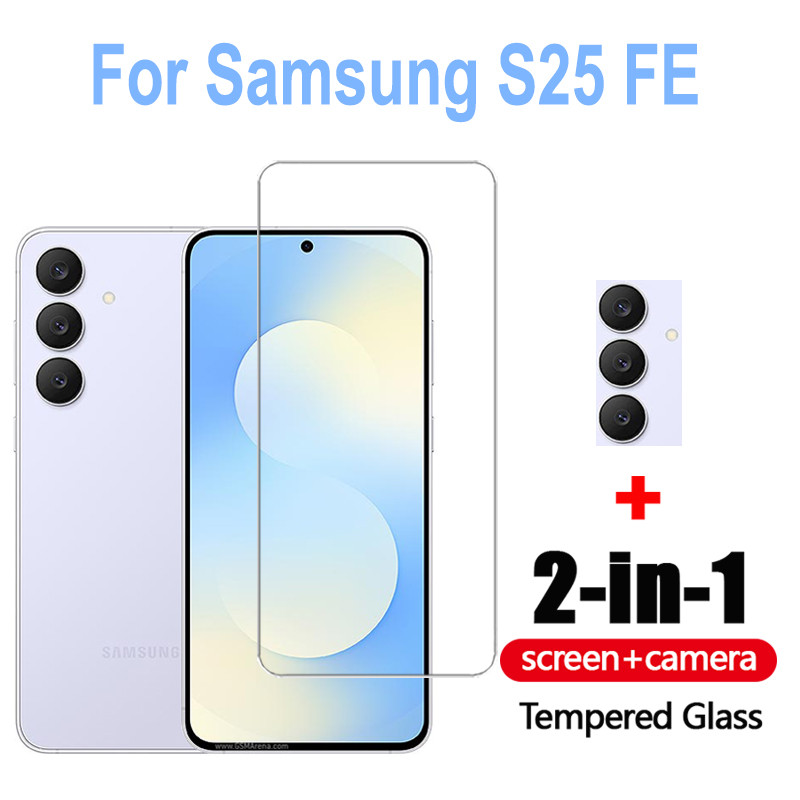 2 in 1 Samsung S25 FE ฟิล์มกระจกนิรภัย HD ป้องกันหน้าจอ Samsung Galaxy S25 S24 S23 FE S25+ S24+ S23+ A25 A24 23 A07 A16 LTE A17 9H ฟิล์มป้องกัน