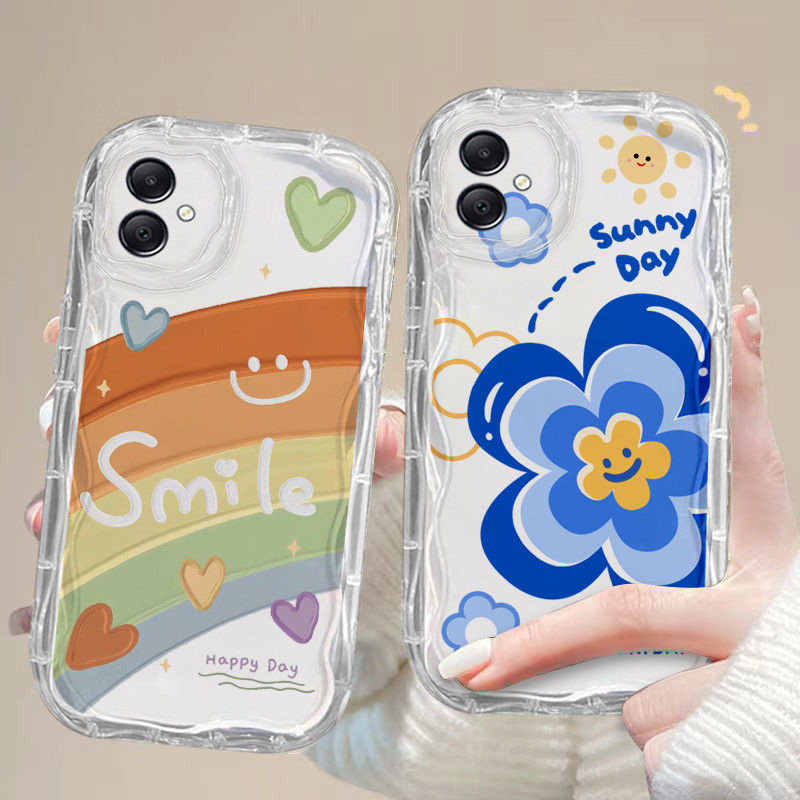 เคส Samsung A07 ความงามโปร่งใสกันกระแทกกล้องป้องกันดอกไม้กรณีโทรศัพท์อ่อนปก