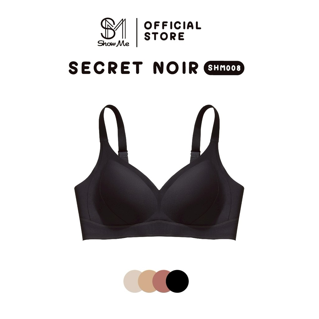 Show Me เสื้อชั้นใน ไร้ขอบ ไร้โครง มีตะขอหลัง รุ่น Secret Noir รหัส SHM 008 กระชับ โอบรับสรีระ ได้สั