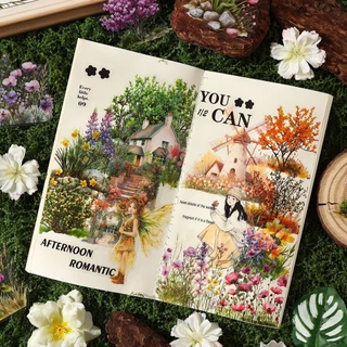 Journamm 40pcs ดอกไม้พืชสมุดภาพสติกเกอร์ Vintage Embelishment สติกเกอร์โปร่งใสสําหรับ Scrapbooking อุปกรณ์ความงาม Junk Journaling Craft สติกเกอร์