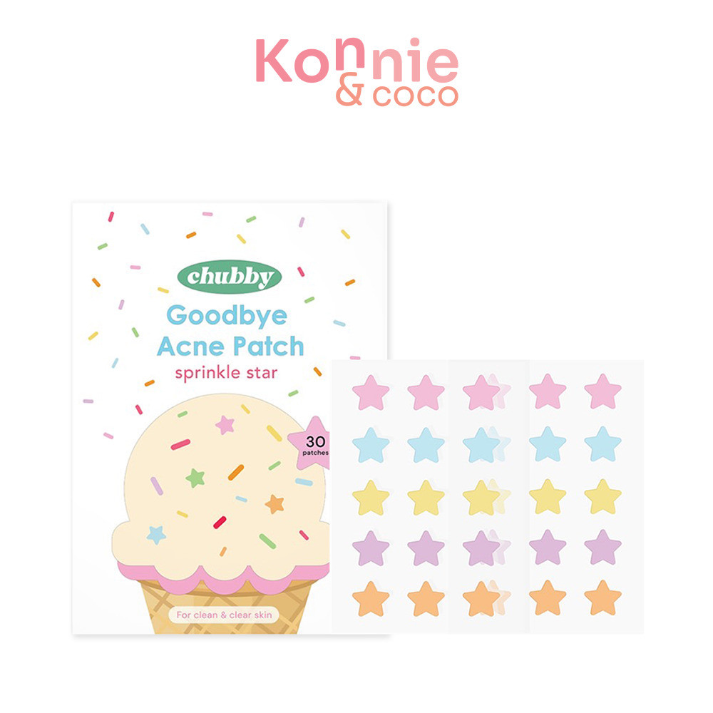 Chubby Goodbye Acne Patch 30Dots #Sprinkle Star แผ่นแปะซับสิวสูตรไฮโดรคอลลอยด์ ลาย Sprinkle Star.