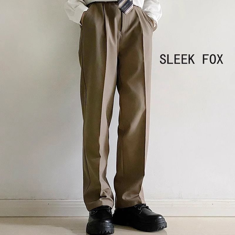 dk制服西裤高级感棕色裤子纯色宽松休闲直筒长裤显瘦垂感西装裤男Dk Uniform Pants Premium Sense Brown Pants Solid Color20250912
