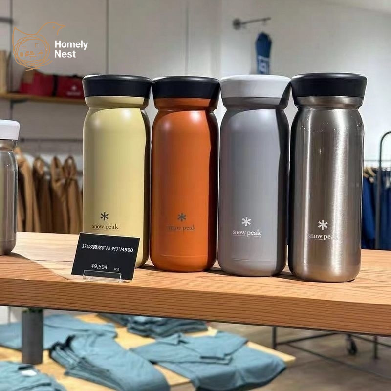 Snow Peak Tumbler 500ml ญี่ปุ่น TW501 สแตนเลสสตีลสูญญากาศฉนวนขวดน้ําสําหรับกลางแจ้ง Camping Hiking Gym น้ําหนักเบา Drinkware Leakproof เย็นร้อนถ้วย
