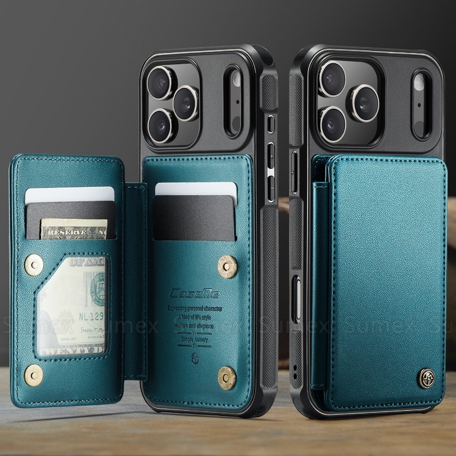 ฝาครอบหนังสําหรับ iPhone 17 16 Pro Max Air 17e 16e เคสโทรศัพท์ขาตั้งแม่เหล็กผู้ถือบัตร RFID Anti Theft กระเป๋าสตางค์ปลอก hp กันกระแทกกลับกันชน iPhone17 iPhone16 i17 i16 Plus