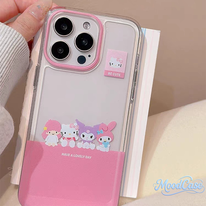 เคสไอโฟน 12 สำหรับ iPhone 13 11 15 16 Pro Max 16 15 7 8 Plus XR X XS Max SE 2020 หวานสวัสดีคิตตี้เมโลดี้Kuromi ปกโปร่งใส