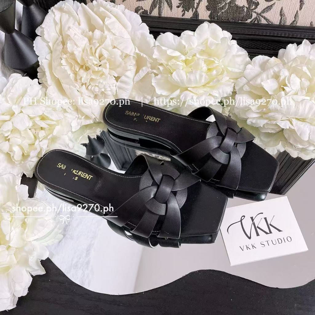 @vkkstudio | Tribute รองเท้าแตะ หนังเรียบง่ายสบาย ๆ แฟชั่นรองเท้าแตะผู้หญิงสีดำ