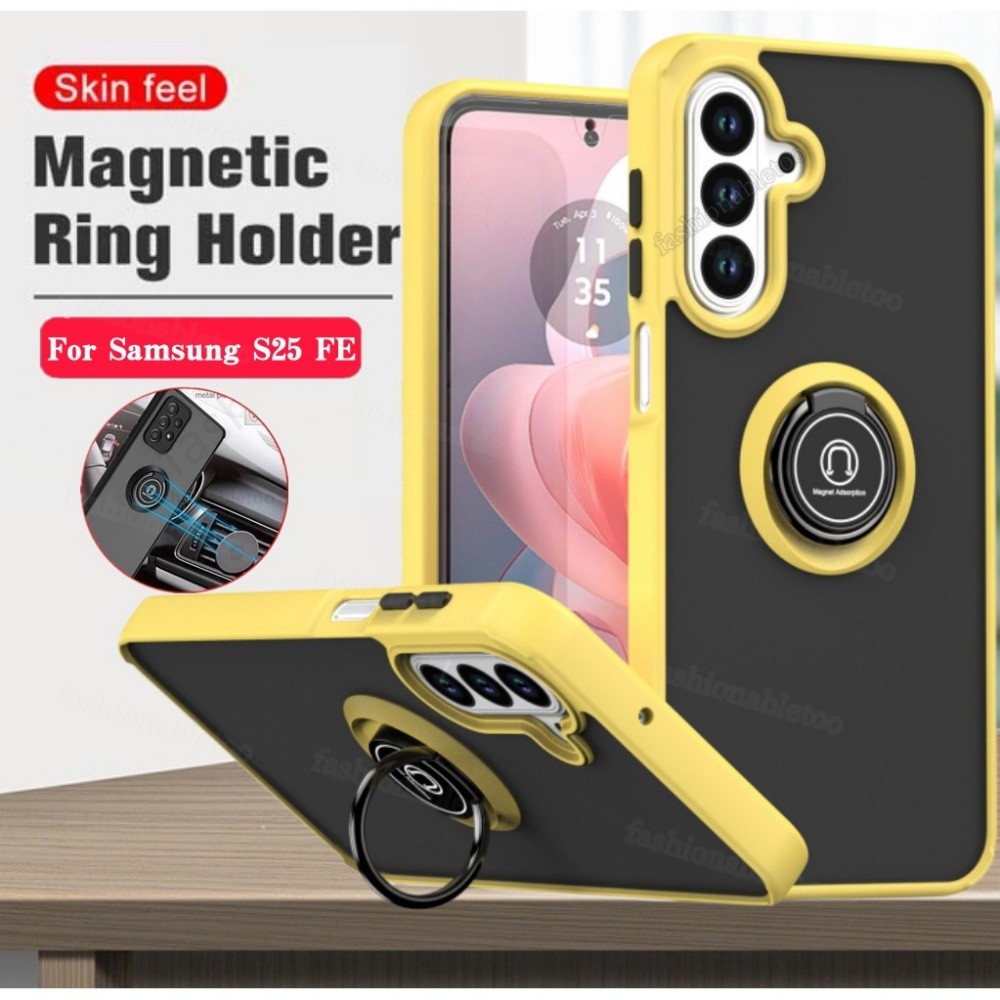 SAMSUNG สําหรับSamsungS25FE 5GสําหรับSamsung Galaxy S25 FE Plus Ultra S25 + S25Plus S25Ultra S25Edge S 25 Matteแหวนยึดขาตั้งผู้ถือเคสโทรศัพท์กันกระแทกป้องกันHardปกหลัง