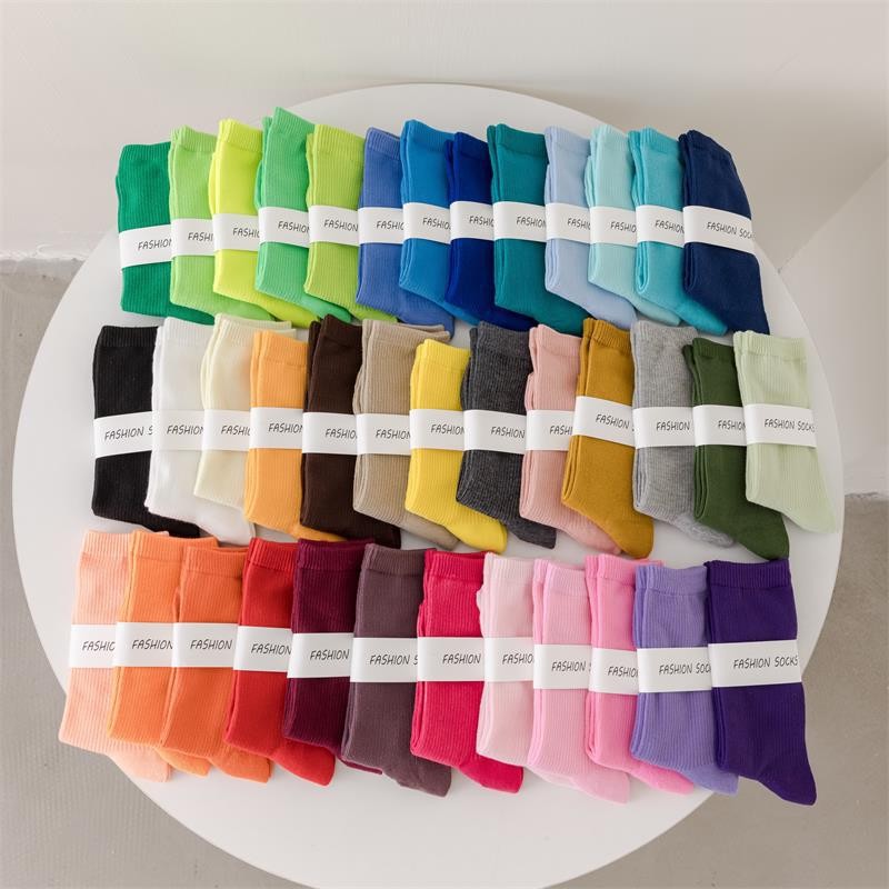 ถุงเท้า 여성 ลาย Canday Dopamine 38 สี ผลิตจากผ้าฝ้ายแท้ สวมใส่สบายและสวยงาม