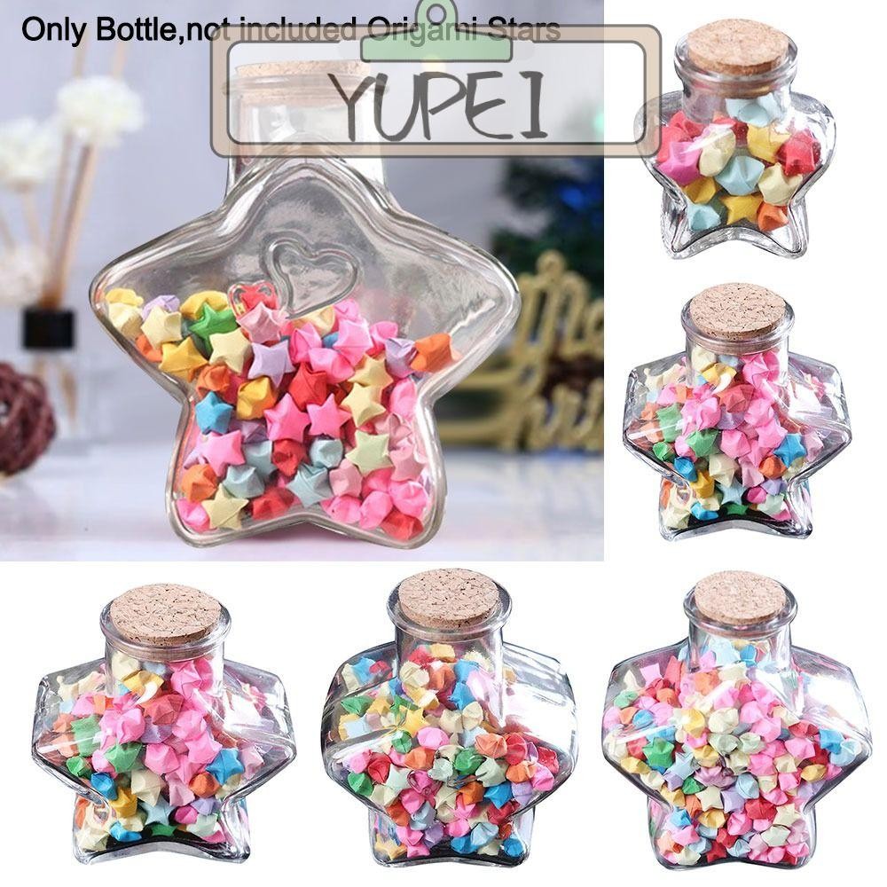 YUPEI Wishing Bottle, Craft Stars Shape Origami Stars Glass Bottle, Creative Pentagram Storage Bottl
