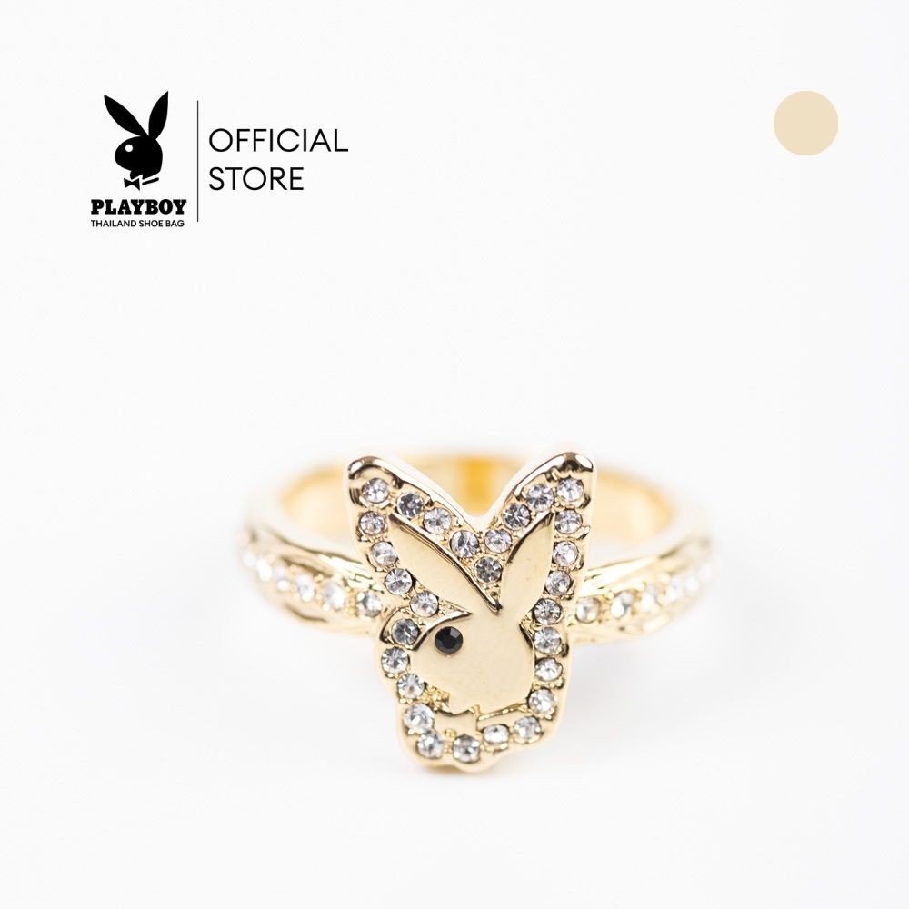 PLAYBOY Ring Collection แหวน รุ่น ST-253R144HG ดีไซน์โลโก้กระต่ายเพชรล้อม สีทอง