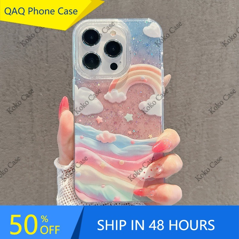 เข้ากันได้กับ iPhone 16 iPhone 15 iPhone 13 iPhone 11 เคสโทรศัพท์กลิตเตอร์ใส รุ่นอัพเกรด RLHXSF031~6#