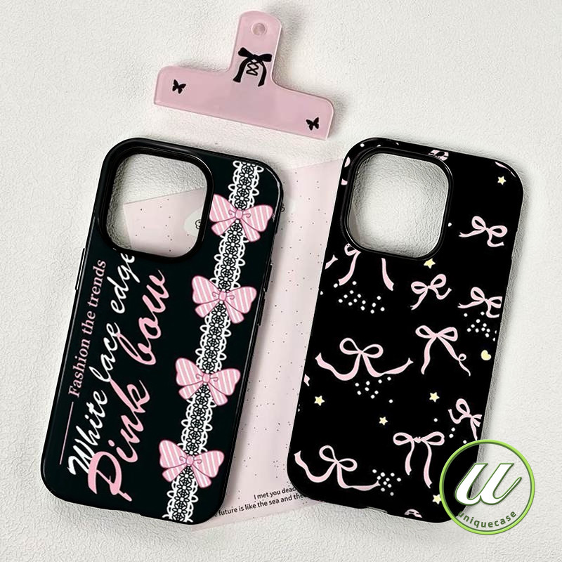 เคสไอโฟน13 ตัวอักษรโบว์น่ารักพื้นผิวมันวาวนุ่ม สำหรับ IPhone 15 12 11 14 16 13 Pro Max XS Max X 16 15 8 7 Plus XR SE 2 3