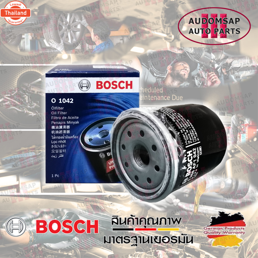 ไส้กรองน้ำมันเครื่อง BOSCH รุ่น O1042 สำหรั Toyota รหัสเครื่องยนต์ 1JZ GE, 1JZ-GTE, 2JZ-GE, 2JZ-GTE