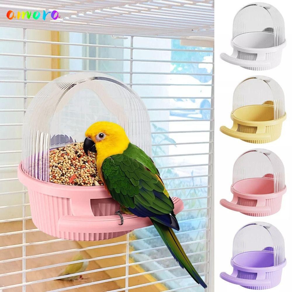 AMORA Cage Bird Feeder, Squirrel Proof Dispenser Bird Cage Feeder, แบบพกพาพลาสติกทนทานแขวน Bird Feed