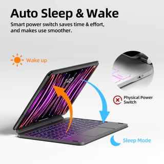GOOJODOQ Bluetooth Magic Keyboard Flat Hinge Design Strong Magnetic Suspension Bracket Adjustable Backlight System