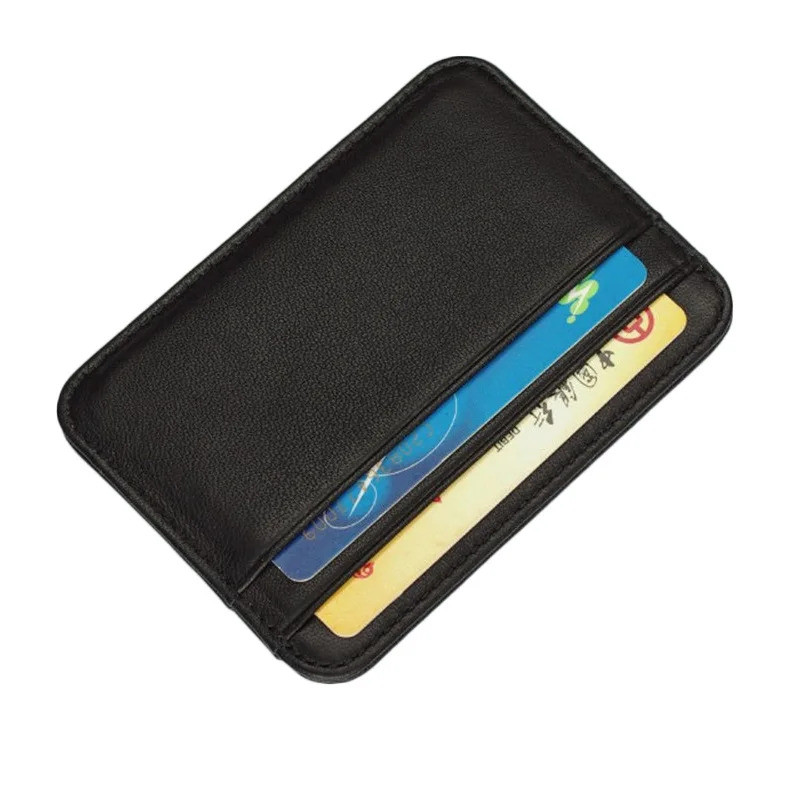 ที่ใส่บัตรหนังแท้ Slim Business Card id Holder Credit Card Case Thin Small Wallet for men Cardholder