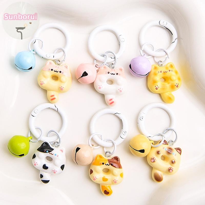Sunborui แมวคุกกี้โทรศัพท์ Charm สายคล้องนุ่ม Kawaii คู่พวงกุญแจลูกปัดที่มีสีสันจี้น่ารัก Lanyard Keycord TH