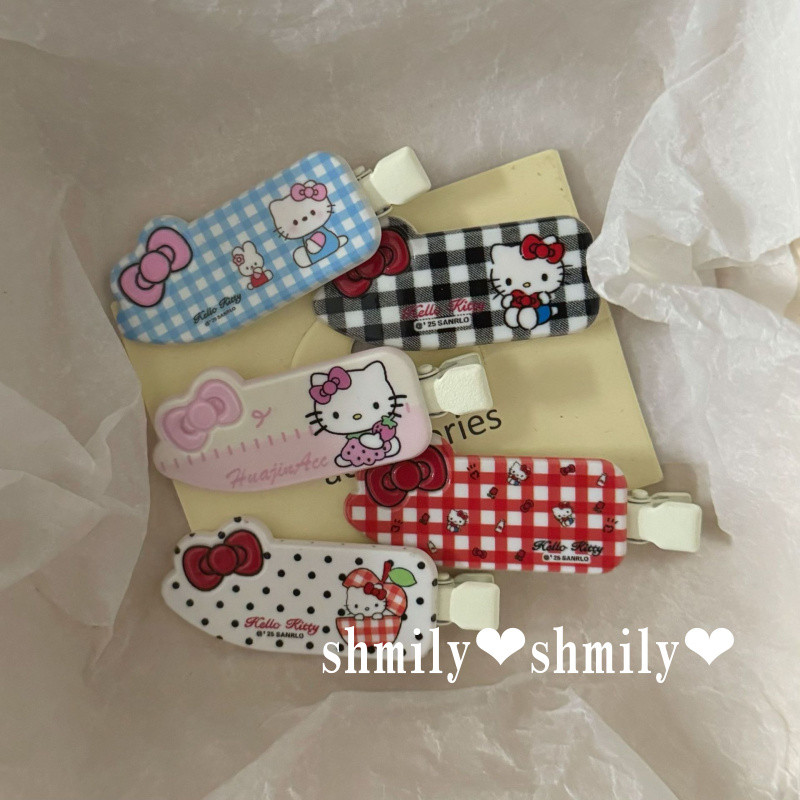 กิ๊บติดผมลายพลั่วแมวลายสก๊อตสีดำ สไตล์ญี่ปุ่นหวาน girly ใช้ได้ทั้งผมหน้าม้าและด้านข้าง