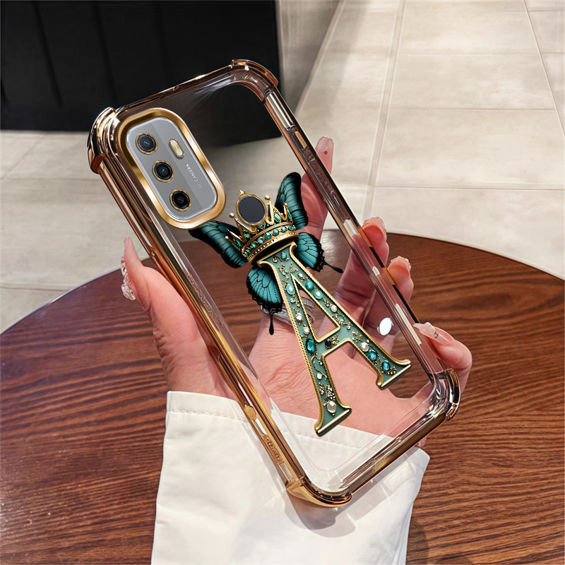เหมาะสําหรับ OPPO A33 A53 2020 เคสโทรศัพท์ 2025 ใหม่ Crown ผีเสื้อ A Letter ฝาครอบอุปกรณ์เสริมกันกระ