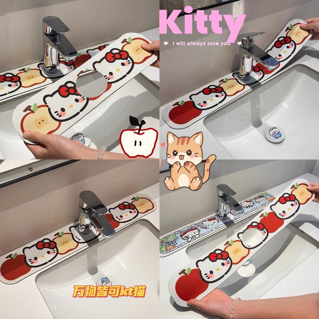 Kitty Cat Faucet Drain Pad Classic Diatom Mud Drain Mat Kitchen Water Absorption Placemat
