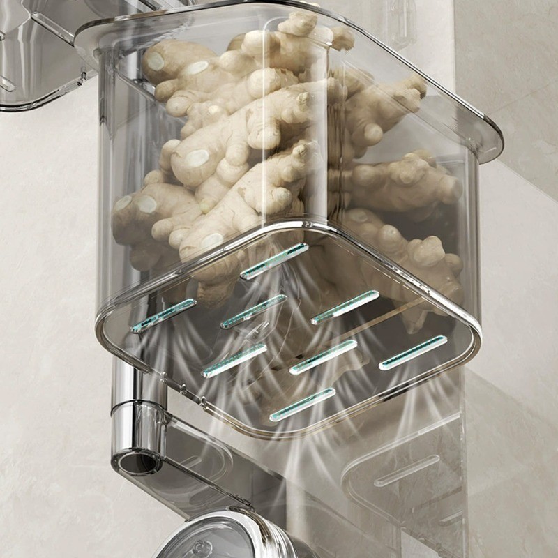 [3-5วันมาถึง]กล่องเก็บของสร้างสรรค์2/3ชั้น-ติดผนังถ้วยดูดแขวนตะกร้าหมุนได้มัลติฟังก์ชั่ตะกร้าเก็บห้องน้ํา - รูปที่ 5