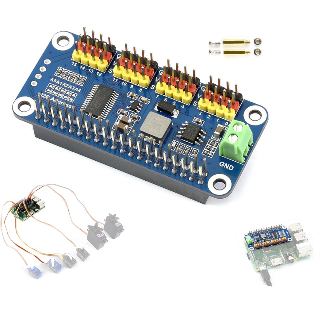 PWM Servo Motor Driver HAT เข้ากันได้กับ Raspberry Pi 5/4/3B+/ 3B Zero/Zero W/Zero WH และ Jetson Nan