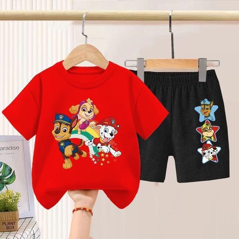 【จัดส่งจากประเทศไทย】เซ็ตชุดเด็ก เสื้อ+กางเกง ชุดสองชิ้น（จัดส่งจากประเทศไทย）ชุดเด็กชาย Paw Patrol ชุดแขนสั้นสำหรับเด็ก ชุ - รูปที่ 2