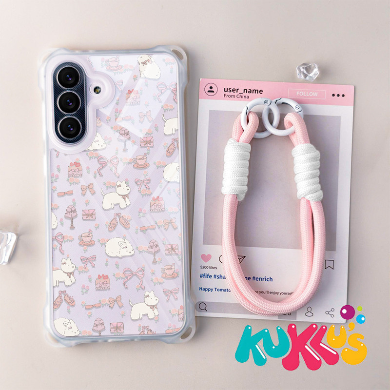 SAMSUNG HP GANTUNGANผีเสื้อสุนัขเคสโทรศัพท์+แขวนสําหรับเคสโทรศัพท์แบบนุ่มSamsung A16 A36 A06 4G 5G G