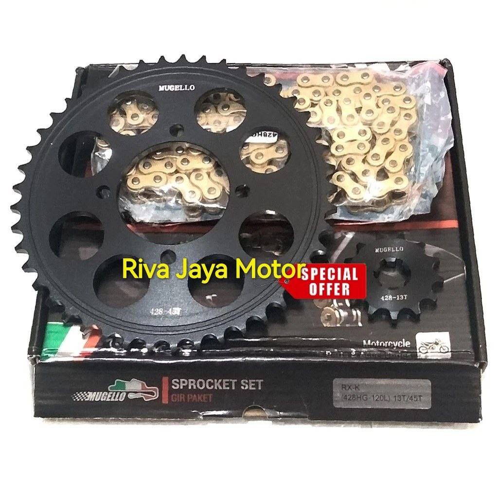 แพ็คเกจเกียร์ Gir ชุดโซ่ทอง Yamaha Jupiter Z Vega R ใหม่ Rx King F1zr Alfa Crypton Force 1 Fizr Jupi